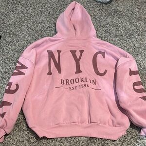 SHEIN Pink NYC Brooklyn Hoodie